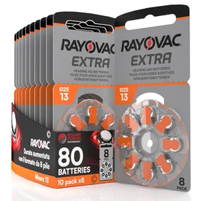 Image de 80 Piles Auditives Rayovac Extra 13. 10x8 pour Appareil Auditif