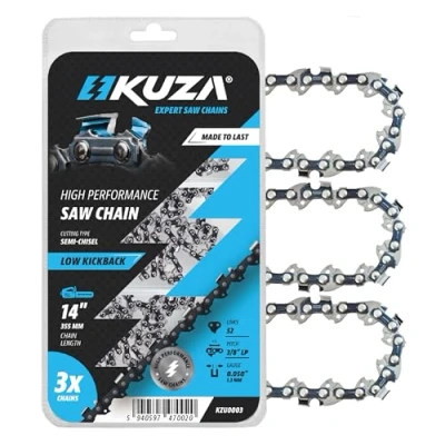 Image de Chaîne de tronçonneuse 35,6 cm, pas 9,5 mm, calibre 127 52 maillons d&#039;entraînement en acier allemand, compatible avec Husqvarna 120i, 135, Echo CS 310, Ryobi RY3714, Makita XCU11Z, EGO, Worx,