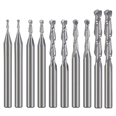 Image de EU_HOZLY Fraise à bois Diamètre : 1 mm, 1,5 2,0 2,5 3,175 mm Fraises tête sphérique en carbure de tungstène graver CNC