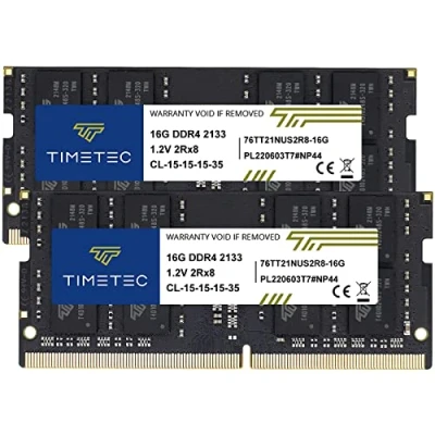 Image de Timetec 32 Go KIT (2x16 Go) DDR4 2133MHz PC4 17000 Non ECC sans tampon 1.2V CL15 2Rx8 double rang 260 broches SODIMM ordinateur portable PC mémoire RAM Module mise à niveau