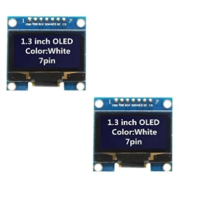 Image de Fasizi Lot de 2 modules d&#039;affichage LCD OLED SPI 128 x 64 SSH1106 pour Arduino AVR PIC STM32 Blanc