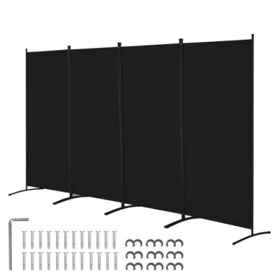 Image de VEVOR Paravent Multifonctionnel à 4 Panneaux, Cloison de Séparation Autoportant 346,4 x 184 cm, Séparateur Pièces Intérieur Pliable, Brise Vue pour Confidentialité, Bureau, Chambre, Salon, Noir