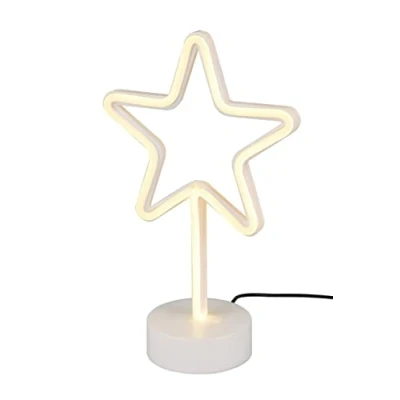 Image de Reality Leuchten R55230101 Star Lampe de table à LED avec pied en plastique blanc et jaune 1,8 W