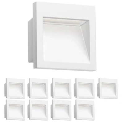 Image de ledscom.de 10 pièces LED encastrées au mur NOLA, downlight pour l&#039;extérieur, IP54 mat, 90 x 90mm, blanc chaud