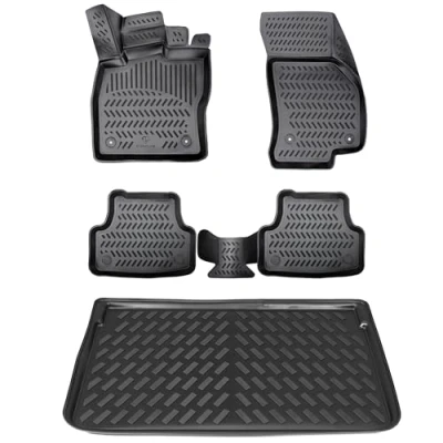 Image de ELMASLINE Lot de tapis en caoutchouc design et bac coffre pour Opel Corsa D 2006 2014 Bord extra haut 5 cm
