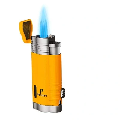 Image de PIPITA Torche Briquet à Triple Jet de Flamme Rechargeable au Gaz Butane avec Puncher Tempete Coupe Vent Candle Briquets (Vendu sans gaz)