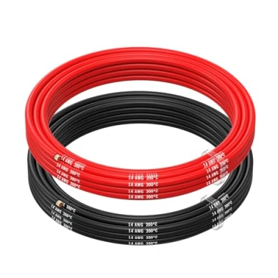 Image de MMOBIEL Fil Électrique 14 AWG Gauge (2,08mm²) Câble en Cuivre Étamé 2 Fils Séparés Rouge et Noir Chacun 2,5m / 8,2ft pour Drones, Imprimantes 3D, Batteries, de Haut parleurs, Bandes Led