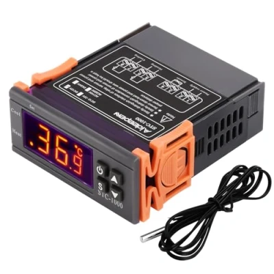 Image de Aideepen STC 1000 Contrôleur de température, DC 12V 10A, thermostat numérique tout usage étalonnage température avec sonde capteur NTC pour trappe fermentation, chauffage et refroidissement