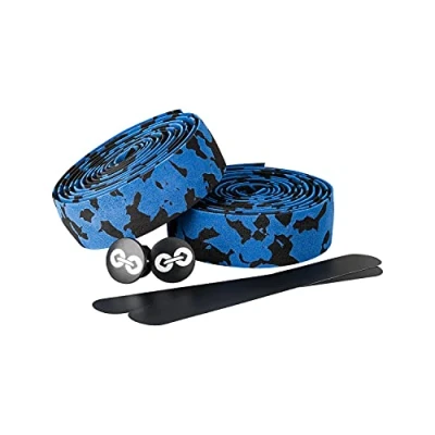 Image de URBAN ZWEIRAD Guidoline pour vélo résistante à la déchirure, bouchons d&#039;extrémité et Bandes adhésives incluses antidérapante facile poser 200 cm x 3 (élastique, camouflage bleu noir)