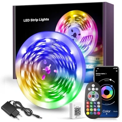 Image de Ruban Led 10M, Bande RGB,Led Lumineuse Flexible Multicolore, Chambre avec Bluetooth APP et Télécommande, Synchronisation de La Musique, Mode Minuterie, Pour Chambre, Salle Jeux, Fête