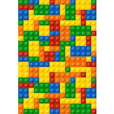 Image de 1 feuille de glaçage comestible pour décoration gâteaux Motif briques colorées Format A4 Idéal les grands
