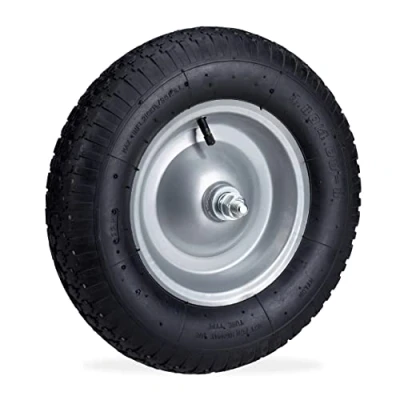 Image de Relaxdays roue de brouette caoutchouc 200 kg, rechange axe, jante essieu 4.80 4.00 8, noir