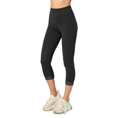Image de Merry Style Legging 3/4 avec Dentelle Femme MS10 224 (Noir, S)