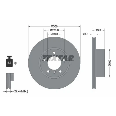 Image de TEXTAR 92137700 Disque de frein 300 23,8 05/06 120 ventilé l&#039;intérieur sans boulon fix roue, moyeu roue BMW: 3 Berline, Coupe