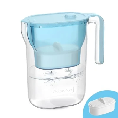 Image de Waterdrop Carafe Filtrante pour Réfrigérateur, Pichet eau avec Filtre de 3 Mois, 2,5 L, Réduit le Fluor, Chlore et Plus, Certifiée NSF, sans BPA, Bleu