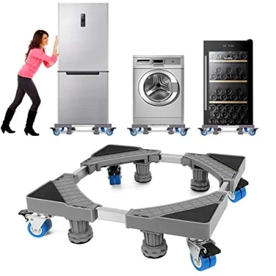 Image de NIUXX Base de Réfrigérateur Machine à Laver Réglable 41.5cm 65cm Socle Linge Sèche avec 4 Roues et 8 Pieds, Réduction du Bruit Antichoc Effet