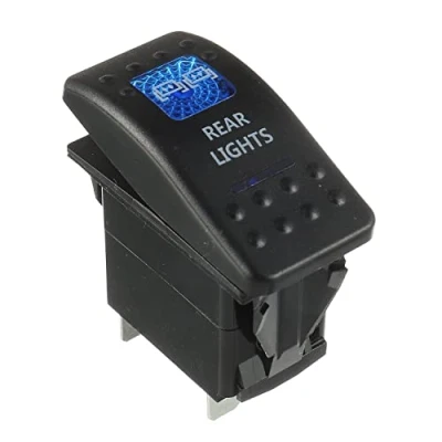 Image de HUAREW 12V Interrupteur à Bascule, 5 broches Rocker Switch Blue LED lamp Commutateur, suitable for automobile, instrument panel, lamp(REAR Light)