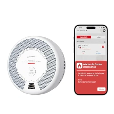 Image de X Sense Wi FI Détecteur de Fumée et Monoxyde Carbone Connecté avec Pile remplaçable, Combiné Intelligent Compatible l’Application Home Security, SC06 WX, Lot 1