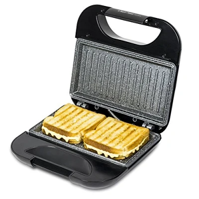 Image de Cecotec Rock&#039;n Toast Sandwich Squared, Grill avec revêtement anti adhérent, Capacité pour 2 sandwichs, Surface Grill, Poignée qui reste froide, 750 W
