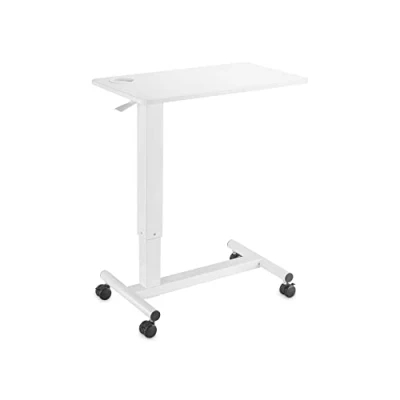 Image de PureMounts® Table d&#039;appoint réglable en Hauteur avec Ressort à gaz, Porte gobelet intégré, réglage 71 106 cm, Blanc