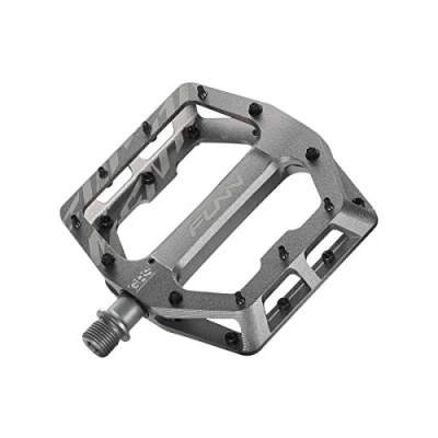 Image de Funn Funndamental Pédales Plates de vélo à Plateforme Large pour BMX/VTT, Adhérence réglable Une stabilité exceptionnelle, Axe CrMo 9/16 Pouces (Gris)