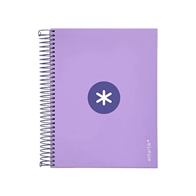 Image de Antartik Carnet spiralé Liderpapel A5 micro couverture doublée 120h 100 g cadre 5 mm bandes 6 trous couleur lavande