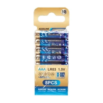Image de Piles alcalines LR03 (AAA) de 1,5 V, parfaites pour Les télécommandes, Jouets et Lampes Poche. Présentation dans Un Paquet 8 pièces Plus commodité durabilité.