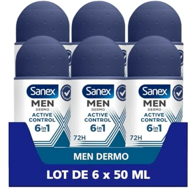 Image de SANEX Déodorant Roll On Anti Transpirant Men Dermo Active Control Efficacité 48 h Lot de 6 x 50 ml