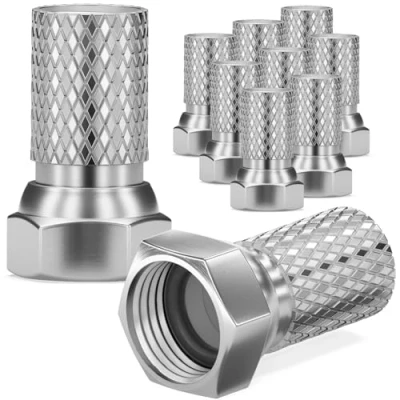 Image de HB DIGITAL Set 10x F Connector 7mm avec joint en caoutchouc écrou large pour Câble d&#039;antenne coaxial satellite BK Systems Digita