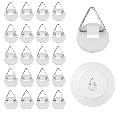 Image de Lot de 50 Supports Adhésifs invisibles 2,2 cm, Attache Cadre Adhésif, Crochet Auto adhésif Verticaux pour Assiettes, Art Décoratif (Blanc)
