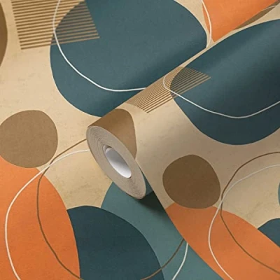 Image de A.S. Création 385951 Papier peint Motif cercles Multicolore Beige Orange 10,05 x 0,53 m