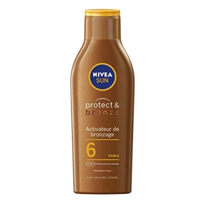 Image de NIVEA SUN Lait solaire activateur de bronzage Protect &amp; Bronze FPS 6 (1 x 200 ml), crème au carotène, protection UVA/UVB pour un hâle naturellement bronzé