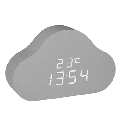 Image de TFA Dostmann Clocco Cloud 60.2040 Réveil numérique pour Enfant, écran Invisible, avec Affichage de l&#039;heure ou la Date, température intérieure, 3 Niveaux luminosité, Gris