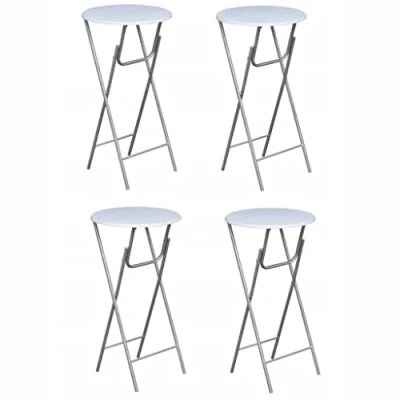 Image de vidaXL 4X Table de Bar avec Dessus en MDF Blanc Tables à Manger