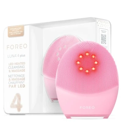Image de FOREO LUNA 4 plus Brosse nettoyante visage NIR+ masque LED rouge silicone et raffermissante Masseur anti âge Appareil sculptant à micro courant Peau Normale