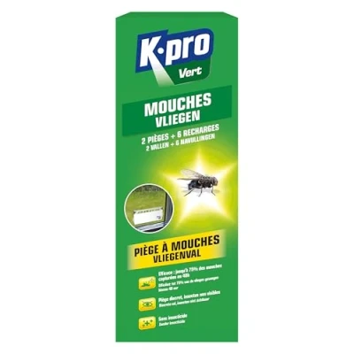 Image de K.PRO VERT pièges à mouches Efficace : jusqu&#039;à 75% des sont capturées en 48 heures discrets 2 + 6 recharges