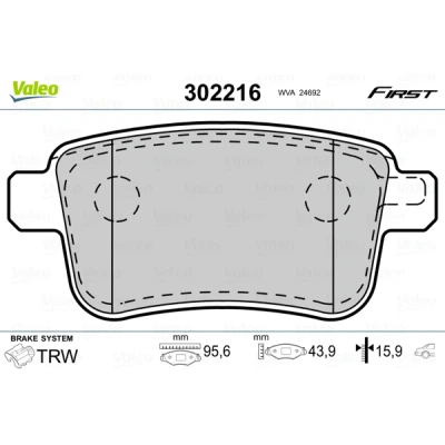 Image de VALEO 302216 Jeu de plaquettes frein Essieu arrière contact signal d&#039;usure exclu avec tôle anti bruit RENAULT: Kangoo II Express
