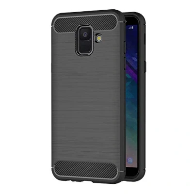 Image de AICEK Coque Compatible Samsung Galaxy A6 2018, Noir Silicone pour 2018 Housse Fibre de Carbone Etui Case (5,6 Pouces)