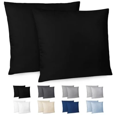 Image de Dreamzie Taie Oreiller 60x60 cm Lot de 2 Housse d&#039;oreiller en Microfibre avec Une Fermeture Eclair Certifiée Oeko Tex Coussin Noir