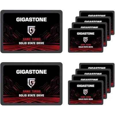 Image de Gigastone SATA SSD internes 256Go (Lot de 10) 2.5&quot; III Interface 3D NAND Disque Dur Jeu Compatible avec Ordinateurs Portables et Bureau 2.5 Pouces 520Mo/s SLC Cache