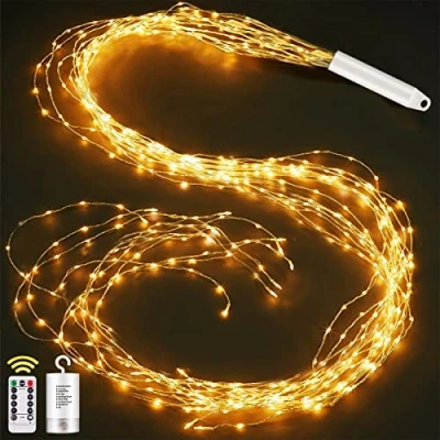 Image de Joycome Guirlande Lumineuse Sapin Noël 1M 100 LED Lumières de Alimenté Per Batteria, 8 Modes Lumineux Cascade Vigne avec Télécommande pour Interieur Exterieur Décoration Blanc Chaud
