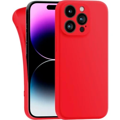 Image de MyGadget Coque Compatible avec Apple iPhone 14 Pro Max Case TPU Souple &amp; Soft Cover Protection Extra Fine Légère Étui Coloré Anti Choc et Rayures Rouge