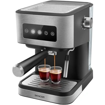 Image de SENCOR Machine Expresso SES 4020SS Design Élégant avec Panneau de Contrôle Numérique OneTouch, 20 Bars, Compacte, Grande Capacité et Accessoires Complets