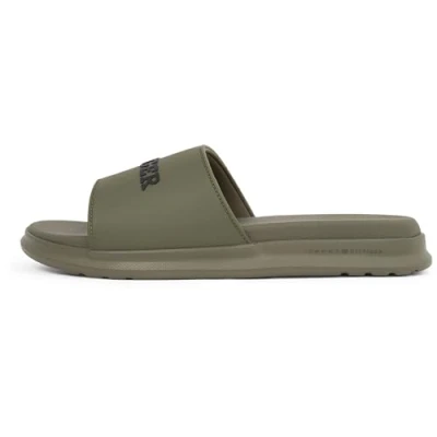Image de Tommy Hilfiger Claquettes Homme Dual Density Pool Slide avec Logo, Vert (Army Green), 43