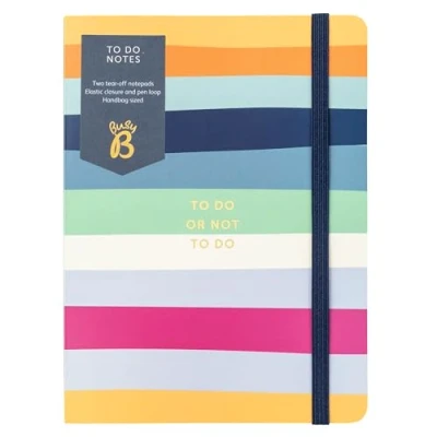 Image de Busy B To Do notes Rayures avec deux blocs détachables, fermeture élastique et boucle pour stylo