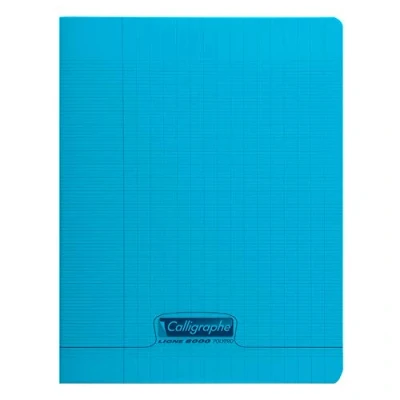 Image de Calligraphe 18172C Un Cahier Agrafé Bleu (une Marque de Clairefontaine) 24x32 cm 48 Pages Grands Carreaux Papier Blanc 90 g Couverture Polypro Transparent