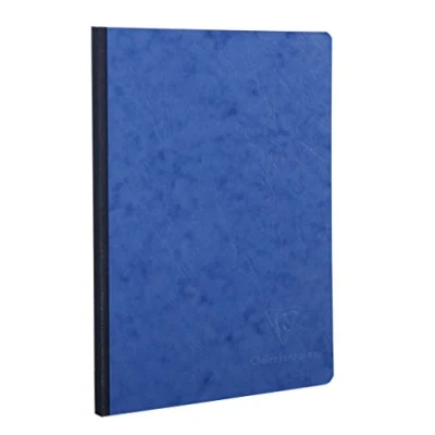 Image de Clairefontaine 791404C Collection Age Bag Un Carnet Cousu Dos Toilé Bleu A4 21x29,7 cm 192 Pages Unies Blanches Papier 90 g Couverture Carte Lustrée Grain Cuir