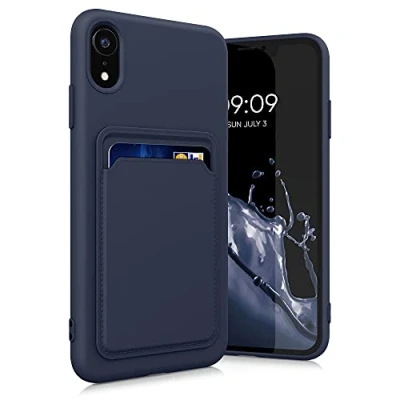 Image de kwmobile Housse Compatible avec Apple iPhone XR Coque de téléphone Compartiment Carte en Silicone Bleu foncé