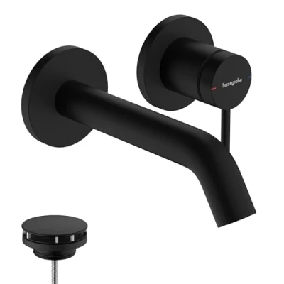 Image de hansgrohe Tecturis S Mitigeur lavabo encastré avec garniture de vidage, Robinet salle bain longueur sous bec 16,5 cm, économie d&#039;eau (EcoSmart+), Noir mat, 73350670