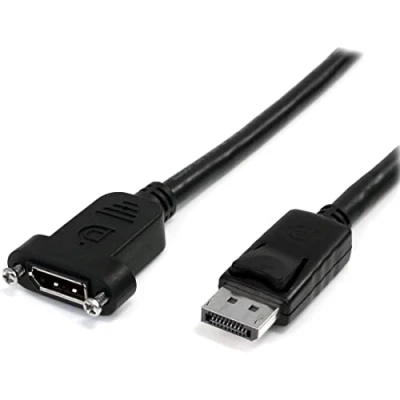 Image de StarTech.com Câble DisplayPort à Montage sur Panneau 1m 4K x 2K d&#039;Extension DP 1.2 M/F Vidéo avec Connecteur Écran (DPPNLFM3PW)